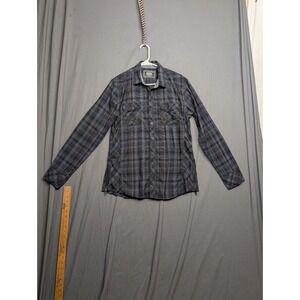 Buckle Black Black Plaid Western Shirt Long Sleeve Medium Size Flannel‎
